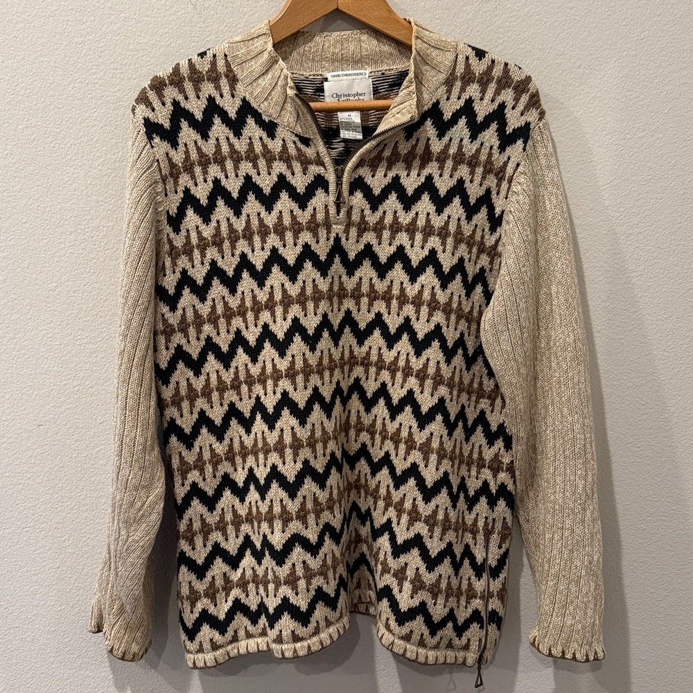 Vintage Christopher and Banks Hand Embroidered Patterned Sweater‎ Size Large
